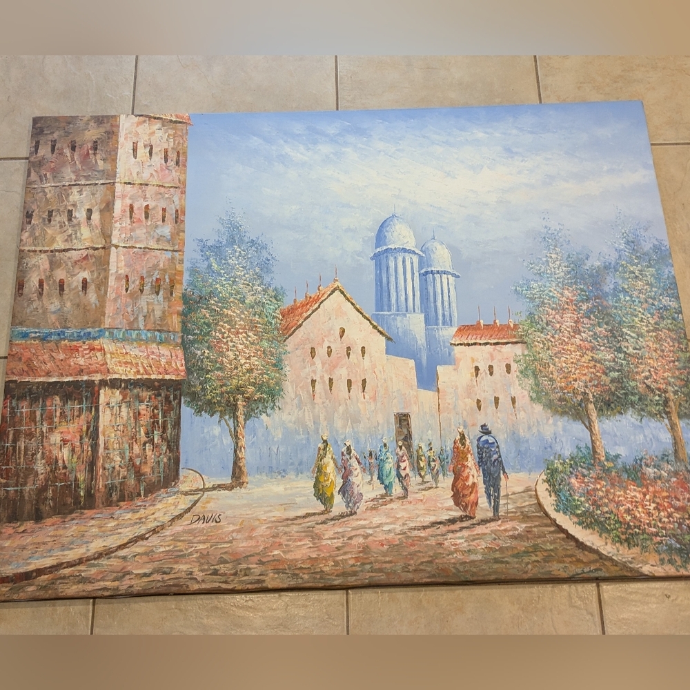 Large Vintage Oil Painting Signed By Artist Davis